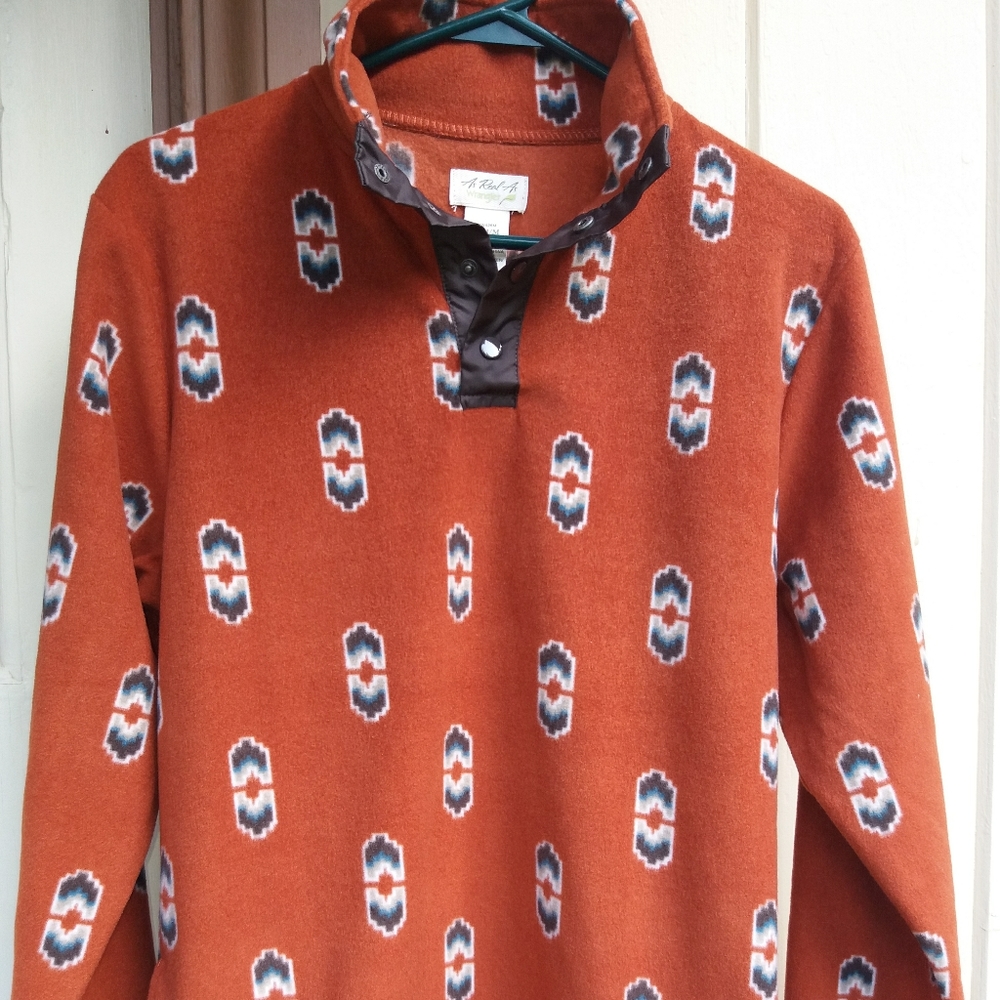 Wrangler Orange Patterned Crew Neck Sweater